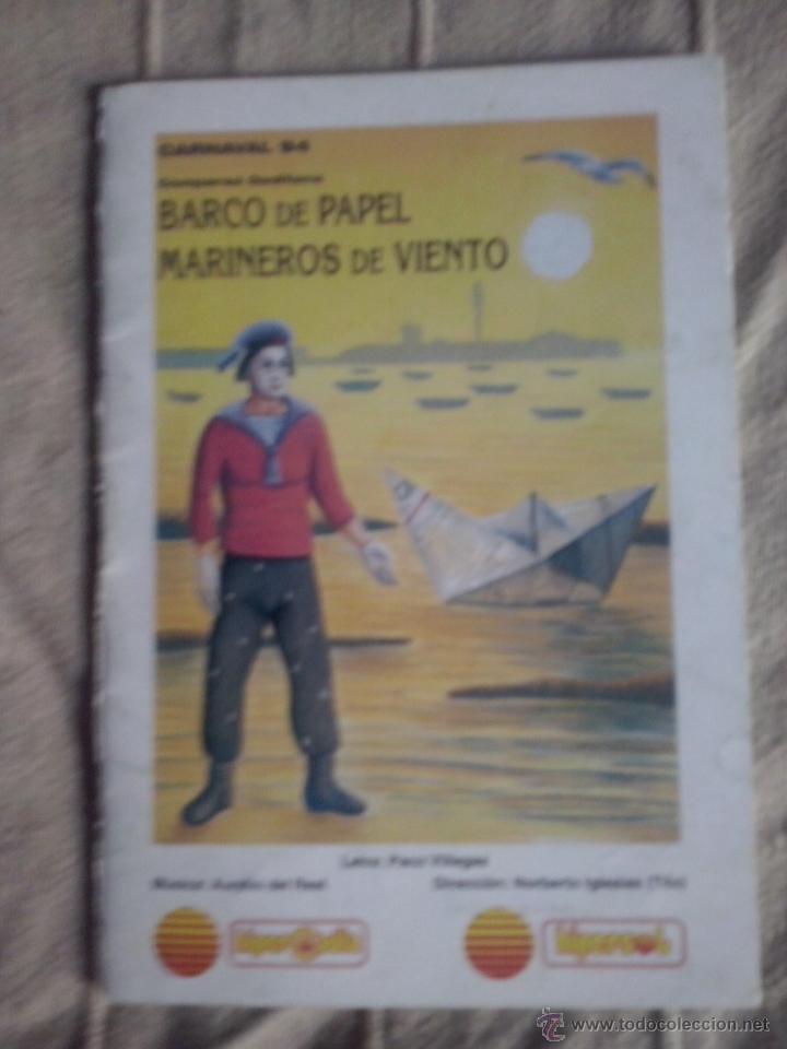 M&uacute;sica de colecci&oacute;n: carnaval de cadiz libreto comparsa barco de papel marineros del viento 1994