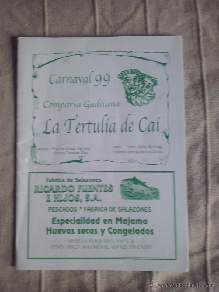 M&uacute;sica de colecci&oacute;n: carnaval de cadiz libreto comparsa  la tertulia de cai 1999
