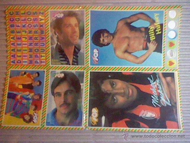 M&uacute;sica de colecci&oacute;n: ENCARTE PEGATINAS REVISTA SUPER POP TRAVOLTA HARMON MICHEL JACKSON HUFSEY