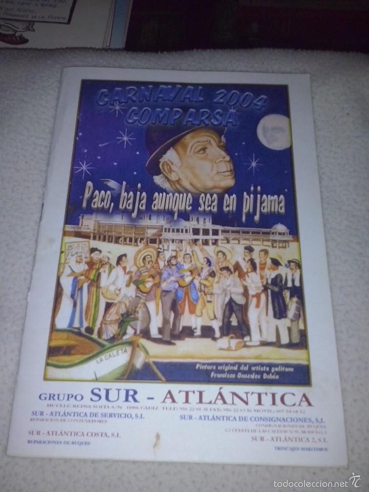 M&uacute;sica de colecci&oacute;n: libreto carnaval de cadiz  paco baja aunque sea en pijama 2004