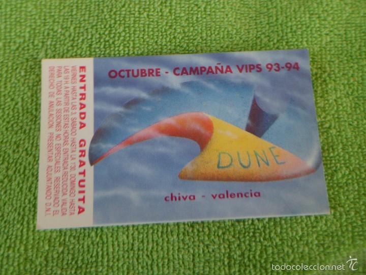 M&uacute;sica de colecci&oacute;n: ANTIGUO FLYER - INVITACION - PASE -DISCOTECA DUNE - CHIVA - VALENCIA - A&Ntilde;OS 90