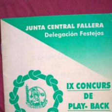 Música de colección: FALLAS DE VALENCIA. JUNTA CENTRAL FALLERA. PROGRAMA DE CONCURSO DE PLAY-BACK. 1994-95. Lote 60419527