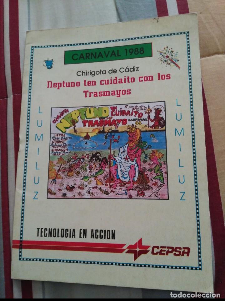 M&uacute;sica de colecci&oacute;n: carnaval de cadiz libreto chirigota neptuno ten cuidaito con los trasmayos 1988
