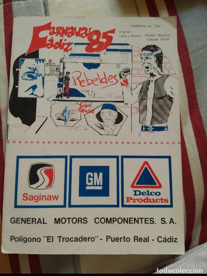 M&uacute;sica de colecci&oacute;n: carnaval de cadiz  libreto comparsa rebeldes con causa 1985