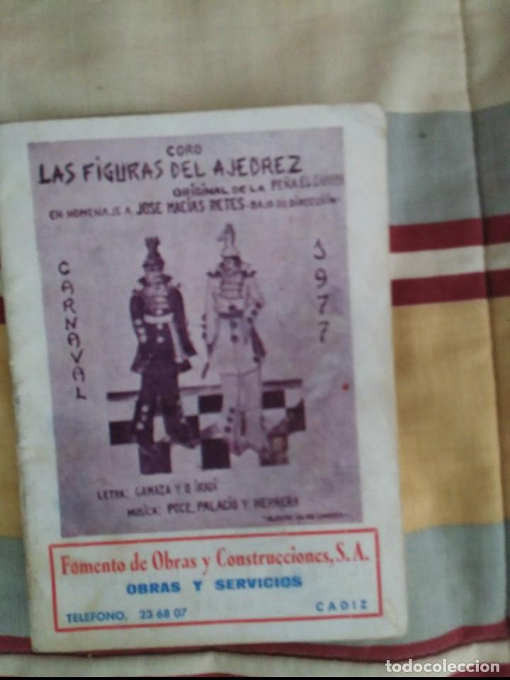 M&uacute;sica de colecci&oacute;n: libreto carnaval de cadiz las figuras del ajedrez coro 1977