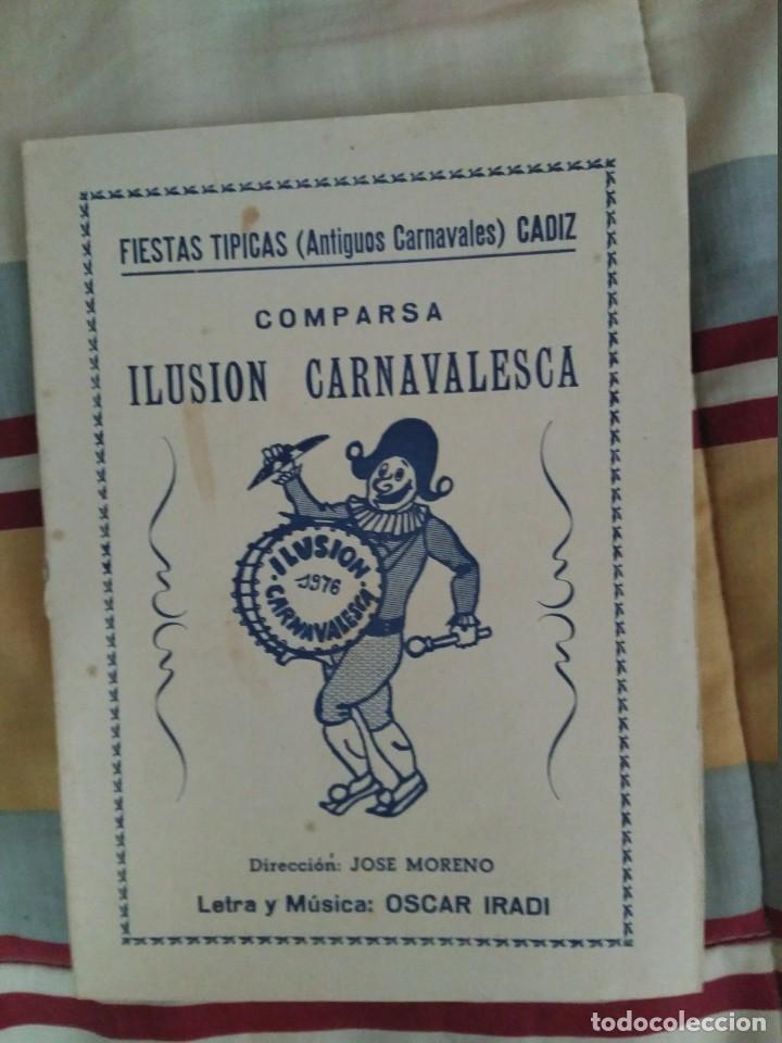 M&uacute;sica de colecci&oacute;n: carnaval de cadiz libreto comparsa ilusion carnavalesca 1976