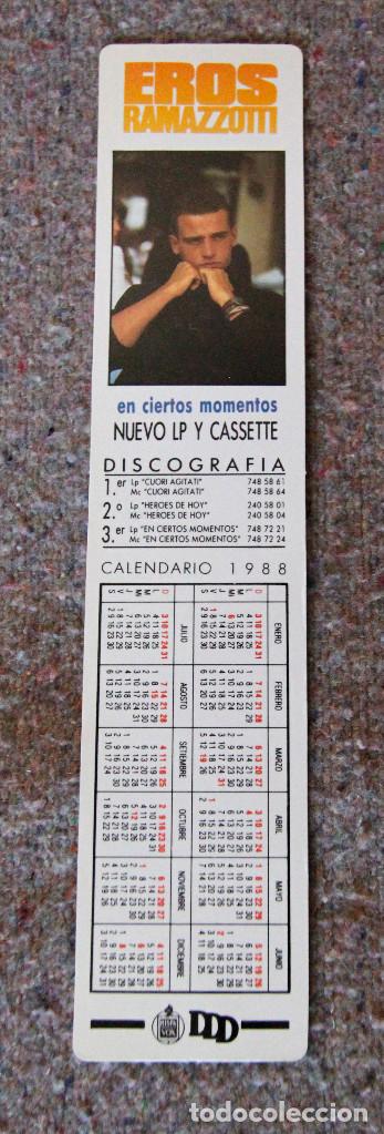 M&uacute;sica de cole&ccedil;&atilde;o: Calendario Eros Ramazotti - A&ntilde;o 1988 - Marcapaginas - Hispavox - Excelente estado
