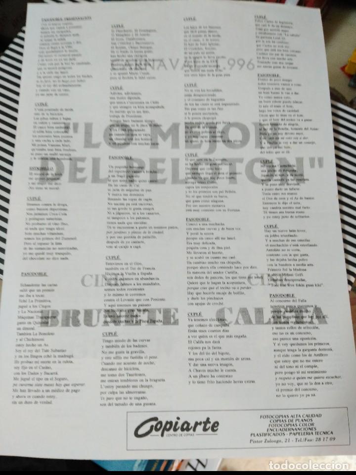 M&uacute;sica de colecci&oacute;n: carnaval de cadiz libreto hojilla lo mejor del peloton 1996