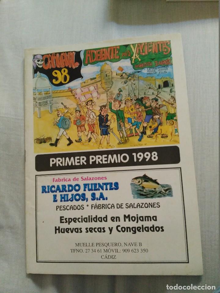 M&uacute;sica de colecci&oacute;n: carnaval de cadiz libreto chirigota adelante mis valientes primer premio 1998