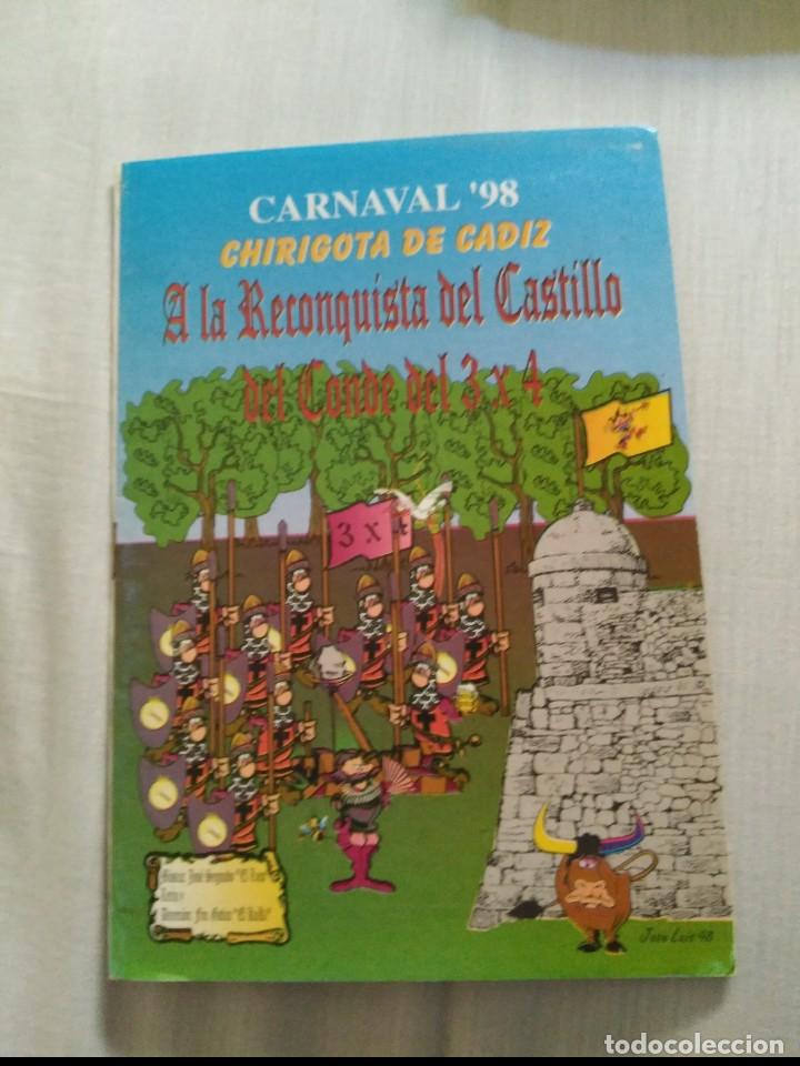 M&uacute;sica de colecci&oacute;n: carnaval de cadiz libreto chirigota a la reconquista del castillo del conde del 3x4  1998