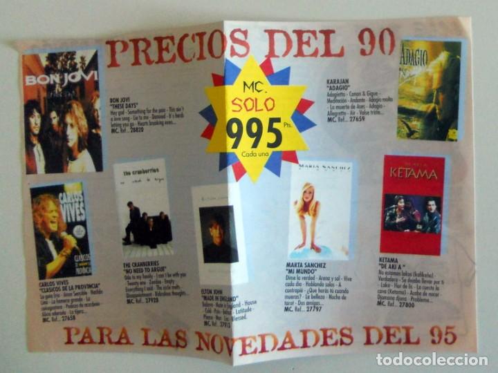 M&uacute;sica de colecci&oacute;n: HOJA PEDIDO REVISTAS TIPO PUBLICIDAD. NOVEDADES A&Ntilde;O 1995 MARTA SANCHEZ BON JOVI KETAMA. ROCK.