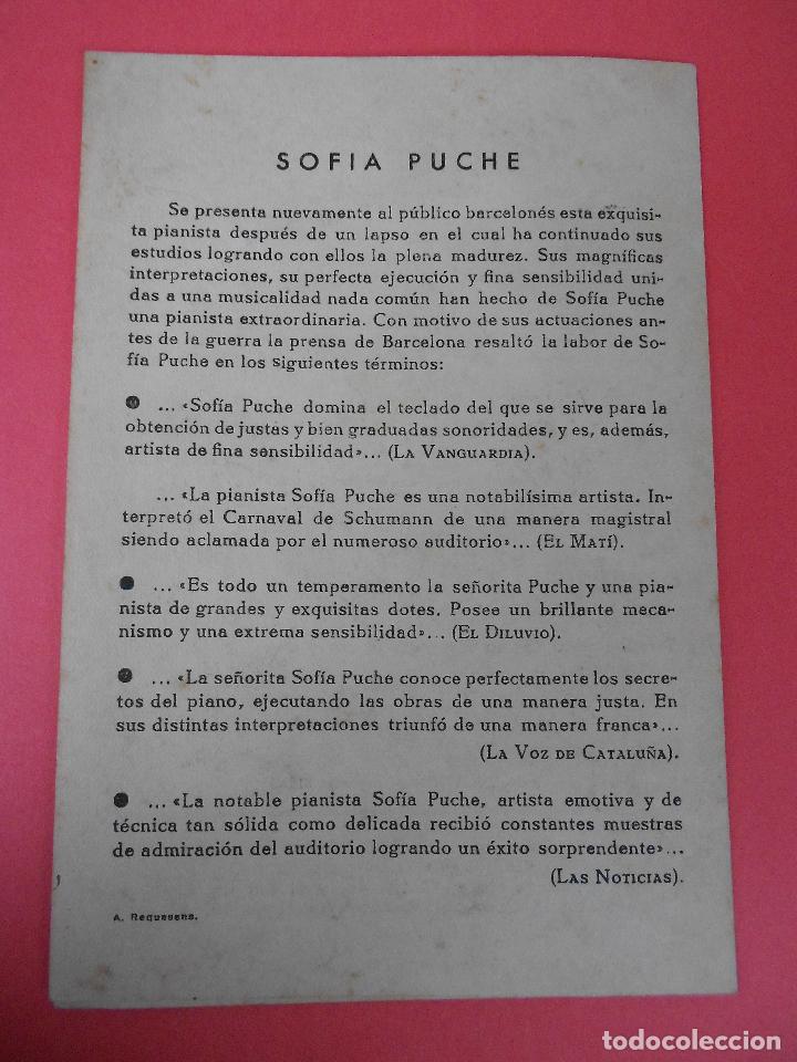 M&uacute;sica de colecci&oacute;n: PROGRAMA DIPTICO (SOFIA PUCHE) UNICO RECITAL - 4 DE MAYO DE 1940 - Foto 3