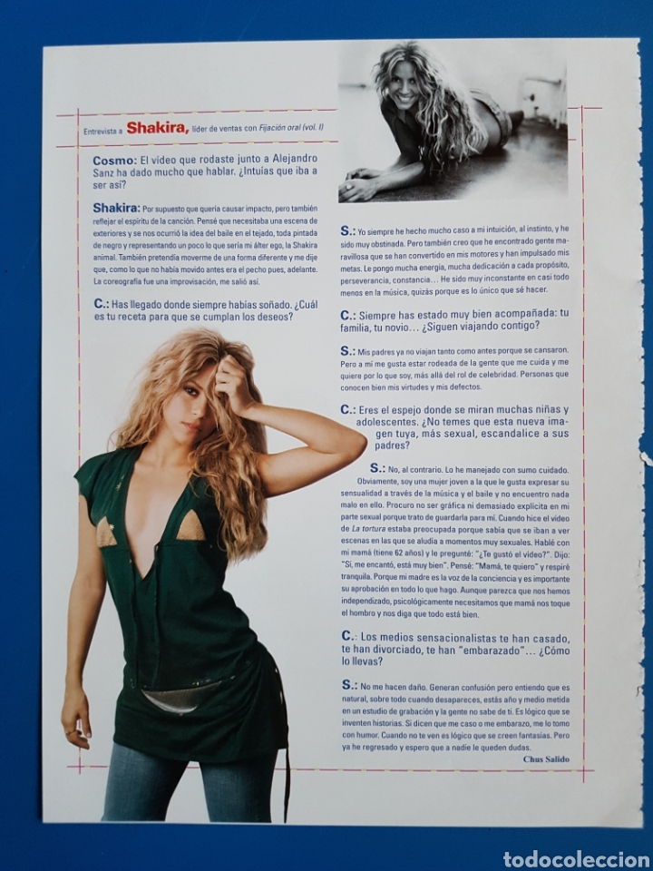 M&uacute;sica de colecci&oacute;n: SHAKIRA. ENTREVISTA (FIJACION ORAL VOL. 2) + BIMBA BOSE & DAVID DELFIN - RECORTE 2005