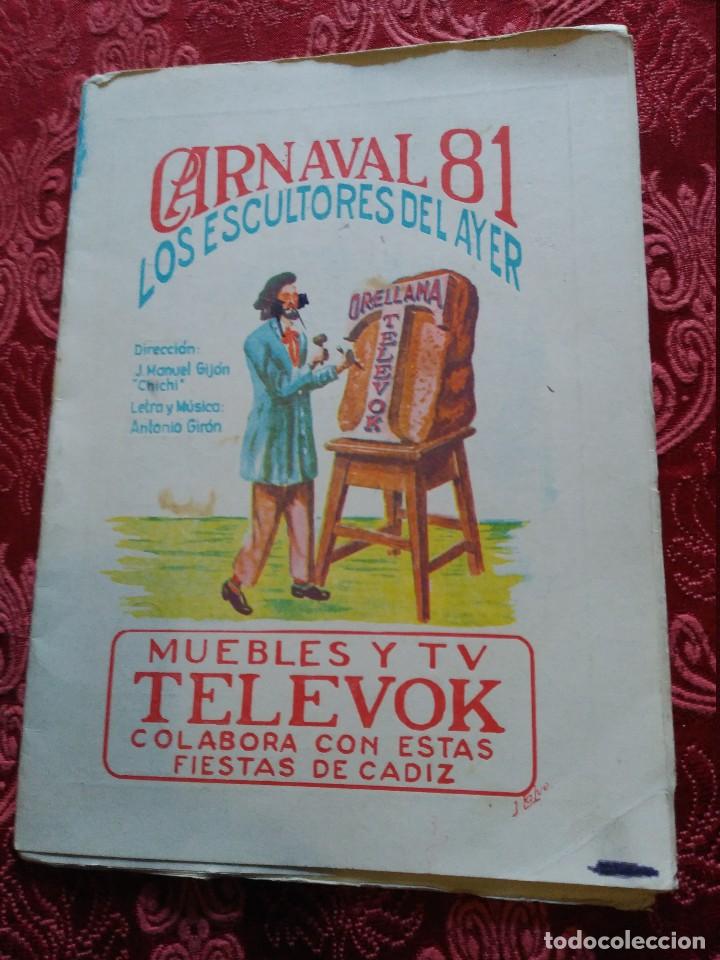 M&uacute;sica de colecci&oacute;n: carnaval de cadiz libreto chirigota  los escultores del ayer 1981