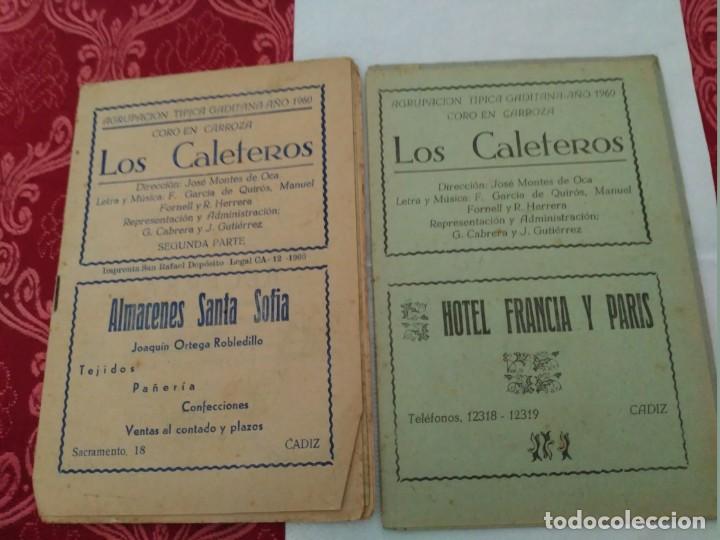 M&uacute;sica de colecci&oacute;n: carnaval de cadiz libretos los caleteros primera y segunda parte 1960