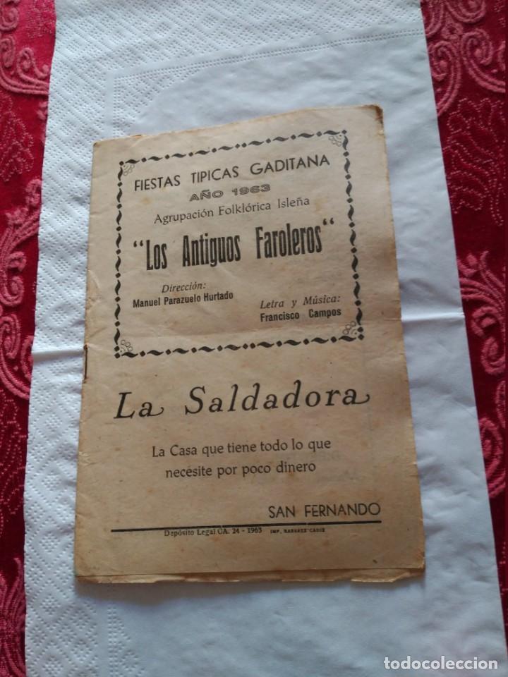 M&uacute;sica de colecci&oacute;n: carnaval de cadiz los antiguos faroleros 1963 libreto agrupacion isle&ntilde;a