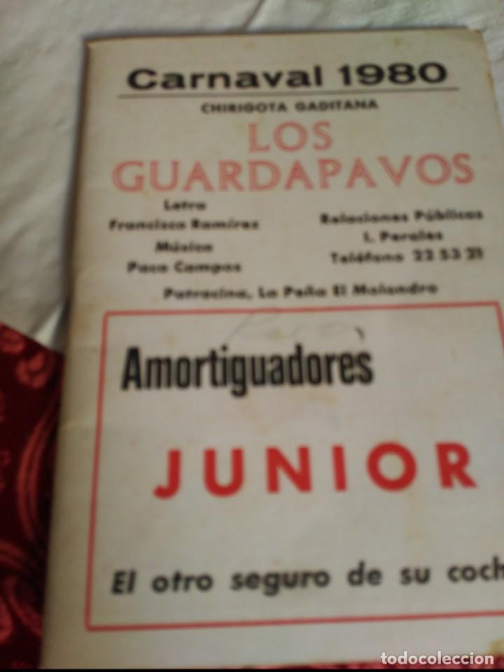 M&uacute;sica de colecci&oacute;n: carnaval de cadiz libreto los guardapavos 1980