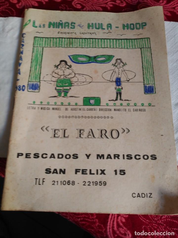 M&uacute;sica de colecci&oacute;n: Carnaval de C&aacute;diz libreto las ni&ntilde;as del hula-hoop 1980