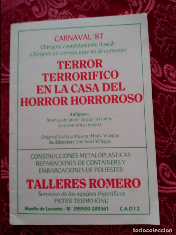 M&uacute;sica de colecci&oacute;n: carnaval de cadiz libreto terror terrorifico en la casa del horror horroroso 1987