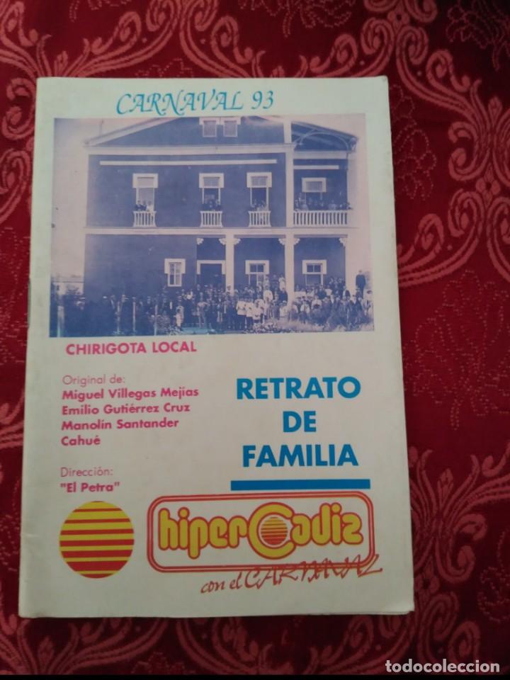 M&uacute;sica de colecci&oacute;n: carnaval de cadiz retrato de familia carnaval 93 libreto