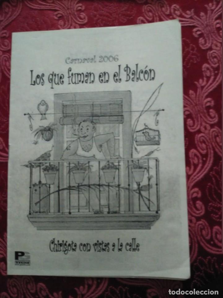 M&uacute;sica de colecci&oacute;n: carnaval de cadiz los que fuman en el balcon libreto 2006