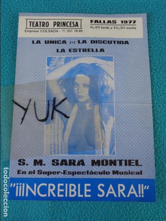 M&uacute;sica de colecci&oacute;n: programa del teatro princesa de Valencia de Sara Montiel espect&aacute;culo musical de FALLAS de 1977
