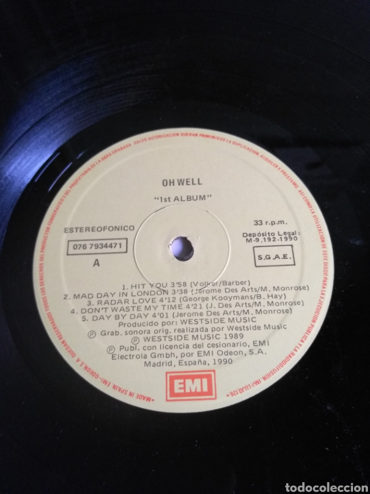 M&uacute;sica de colecci&oacute;n: Disco (Oh Well)a&ntilde;o 1989 - Foto 3