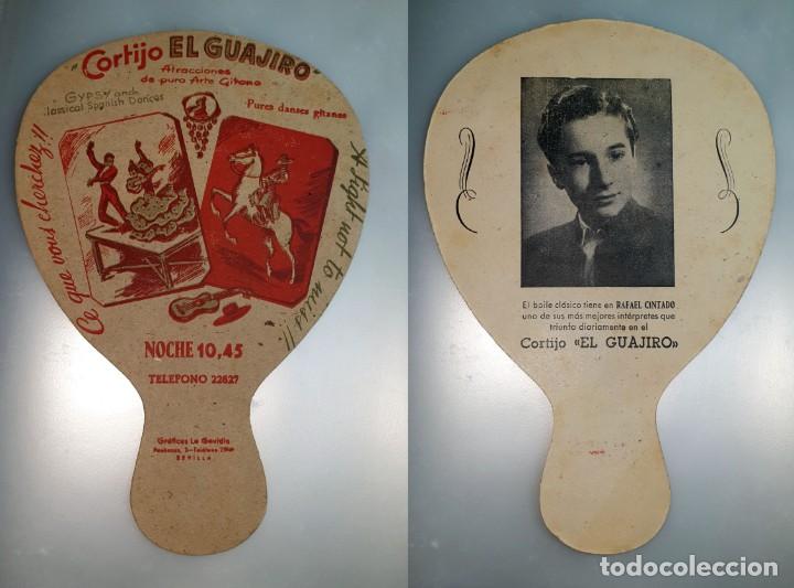 Collectible Music: CORTIJO EL GUAJIRO, El baile clasico tiene a RAFAEL CINTADO - ABANICO publicitario CARTON TROQUELADO