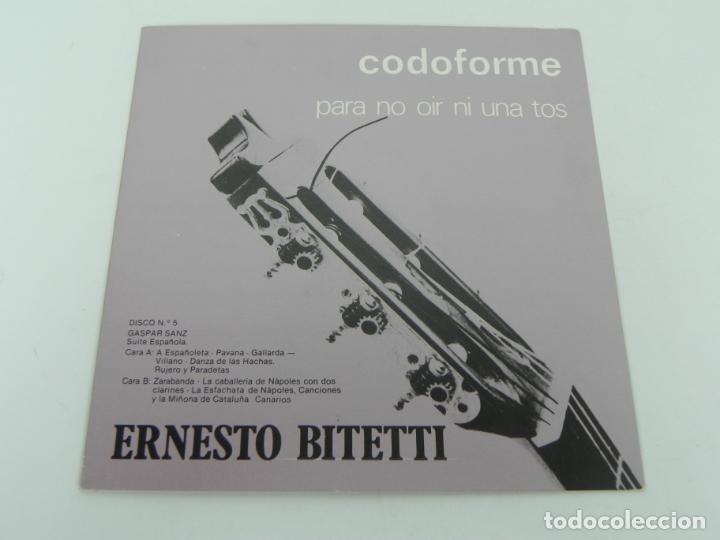 M&uacute;sica de colecci&oacute;n: ERNESTO BITETTI (PUBLICIDAD CODOFORME - DISCO N&ordm; 5) DISCO FLEXIBLE 33 RPM.