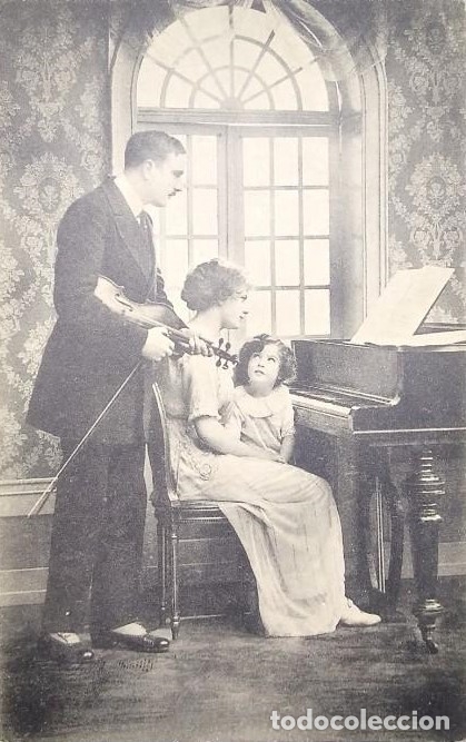 M&uacute;sica de colecci&oacute;n: POSTAL PIANO, VIOL&Iacute;N. CIRCULADA. - Foto 1