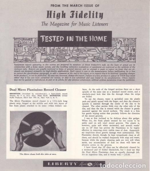 Musica di collezione: PUBLICIDAD DE LIMPIADISCOS (Dual Micro Pianissimo Record Cleaner) High Fidelity