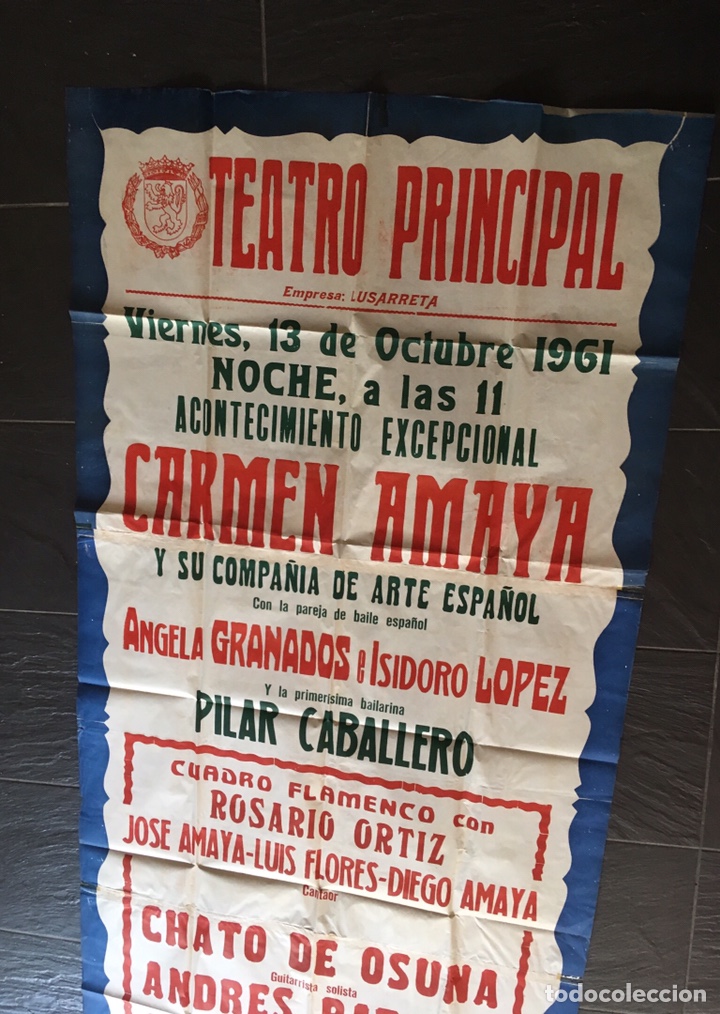Música de colección: CARMEN AMAYA - ESPECTACULAR CARTEL GRAN FORMATO - Teatro Principal - Zaragoza - 1961 - 228 x 82 cm - Foto 2 - 166787026