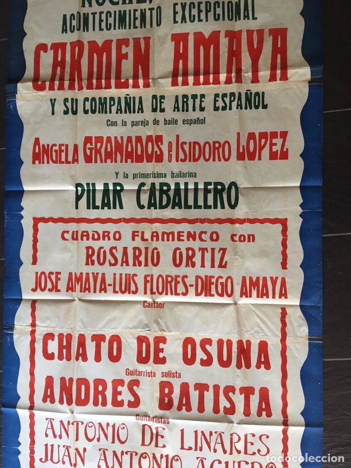 Música de colección: CARMEN AMAYA - ESPECTACULAR CARTEL GRAN FORMATO - Teatro Principal - Zaragoza - 1961 - 228 x 82 cm - Foto 3 - 166787026