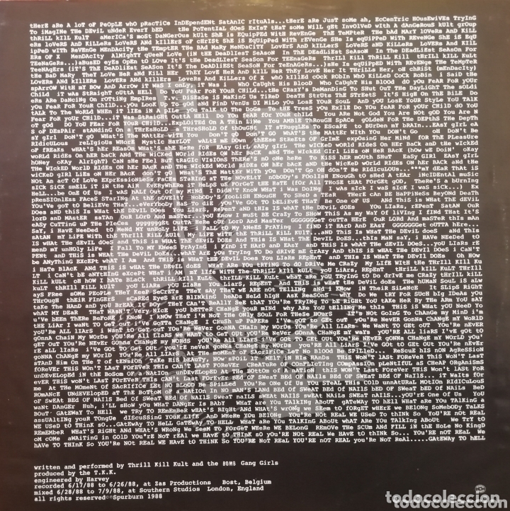 M&uacute;sica de colecci&oacute;n: THRILL KILL KULT. - ENCARTE DEL LP- - Foto 2
