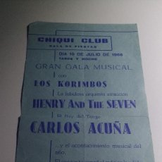Música de colección: FOLLETO PUBLICITARIO ORIGINAL DE LA ACTUACION DE LOS BRAVOS Y HENRY & THE SEVEN (AÑO 1968)