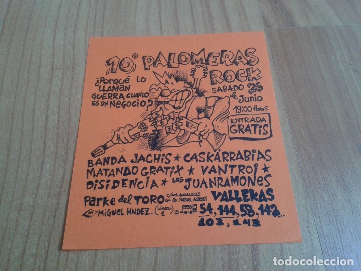 M&uacute;sica de colecci&oacute;n: Flyer -- 10 Palomeras Rock -- 26/06/05 -- Vallekas - Banda Jach&iacute;s, Caskarrabias, Vantroi, Disdencia