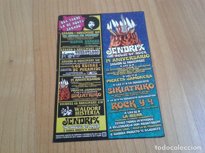 M&uacute;sica de colecci&oacute;n: Flyer -- Jendrix - Alicante - Programaci&oacute;n Noviembre 2014 - Waldorf Histeria, Sikiatriko, Therotados