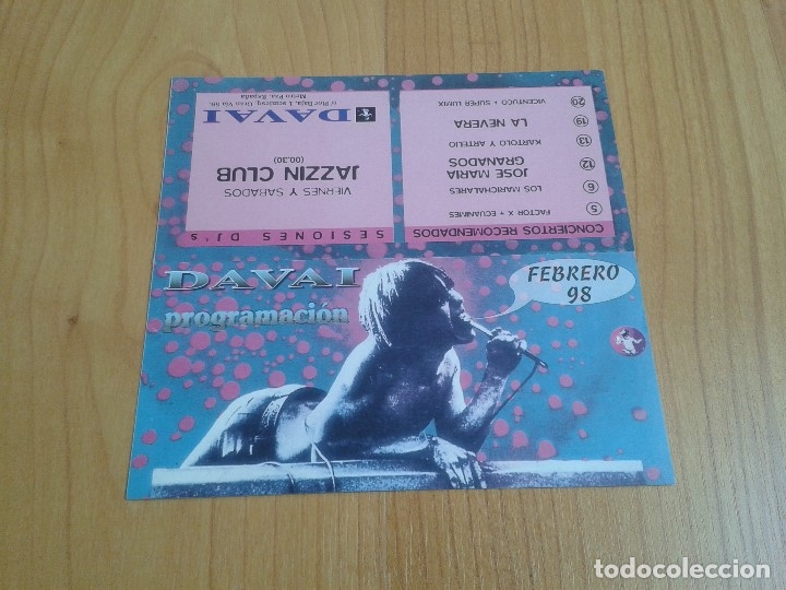 M&uacute;sica de colecci&oacute;n: Flyer, Programa - Davai - Febrero 98, Madrid - Jazzin&acute;Club, Los Marichalares, Kartolo y Arterio