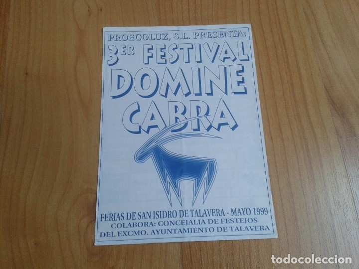 M&uacute;sica de colecci&oacute;n: Folleto -- 3&ordm; Festival Domine Cabra -- Mayo 99, Talavera -- Hechos Contra el Decoro, Ke Rule