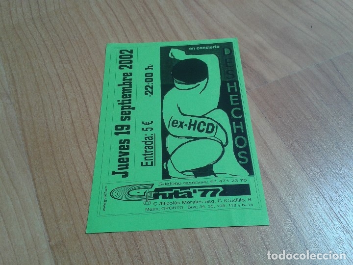 M&uacute;sica de colecci&oacute;n: Folleto -- Panfleto -- Deshechos ( ex HCD ) -- 19 Septiembre 2002 -- Gruta&acute;77 -- Madrid