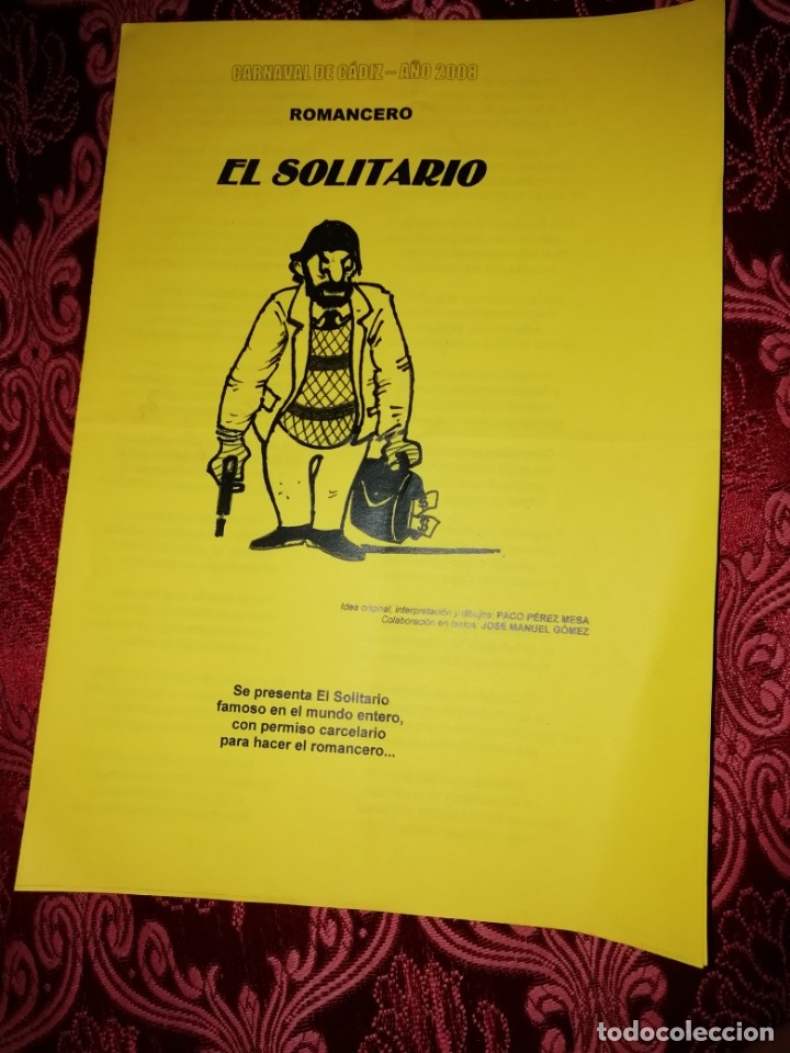 M&uacute;sica de colecci&oacute;n: Carnaval de C&aacute;diz libreto  romancero el solitario