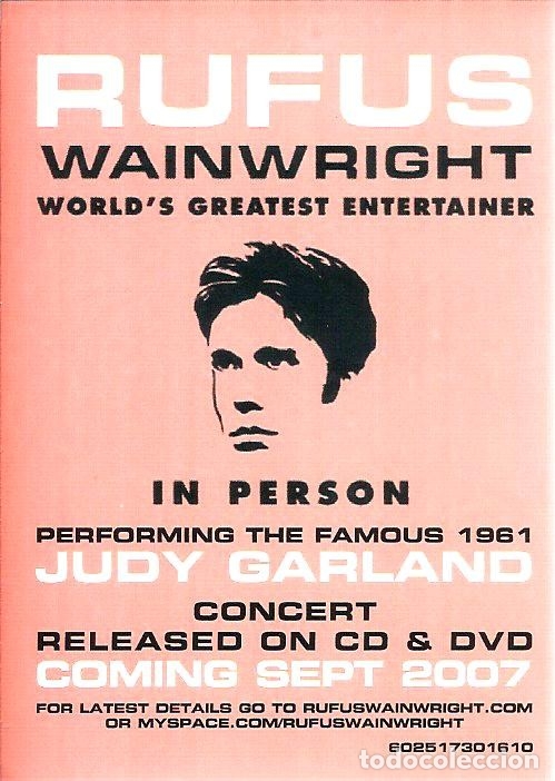 M&uacute;sica de colecci&oacute;n: RUFUS WAINWRIGHT. PEQUE&Ntilde;A REPRODUCCION CARTEL CONCIERTO