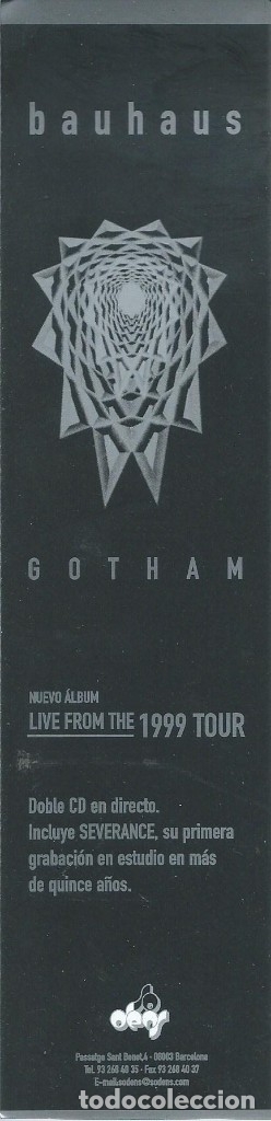 M&uacute;sica de colecci&oacute;n: BAUHAUS. FLYER PROMO GOTHAM - Foto 2