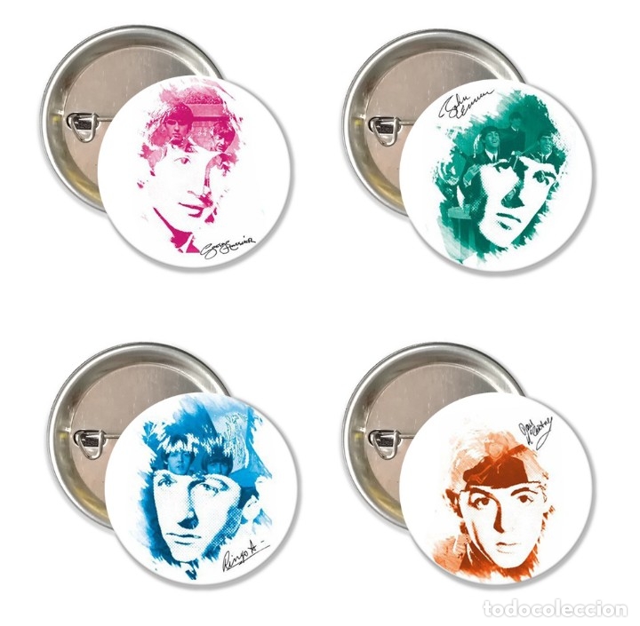 M&uacute;sica de colecci&oacute;n: LOTE CHAPAS ALFILER 38 MM - MUSICA - THE BEATLES