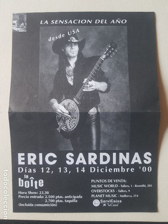 M&uacute;sica de colecci&oacute;n: FLYER ERIC SARDINAS- IRON MAIDEN -PAUL DIANNO -ASPID SALA MEPHISTO A&Ntilde;O 2000