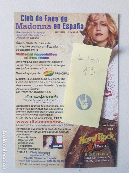 M&uacute;sica de colecci&oacute;n: FLYER FIESTA CLUB DE FANS MADONNA ESPA&Ntilde;A 1999