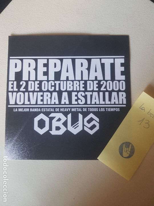 M&uacute;sica de colecci&oacute;n: FLYER OBUS OCTUBRE 2000 ESTALLA EL OBUS HEAVY