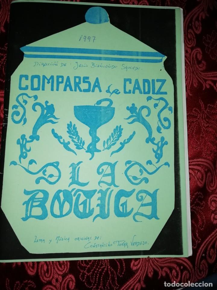 M&uacute;sica de colecci&oacute;n: Carnaval de C&aacute;diz libreto comparsa la botica Jes&uacute;s bienvenido