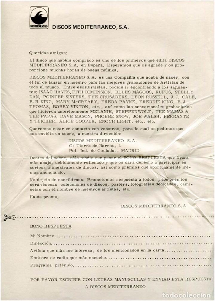 Musique de collection: Mediterraneo - Hoja promocional Spain 1976 - Movieplay, S.A.