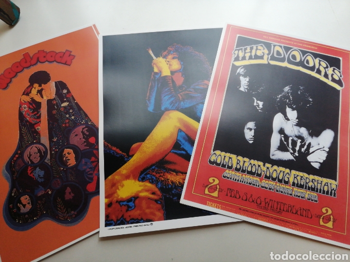 M&uacute;sica de colecci&oacute;n: 3 CARTELES HIPPY ... WOODSTOCK - THE DOORS - PSICOD&Eacute;LICO